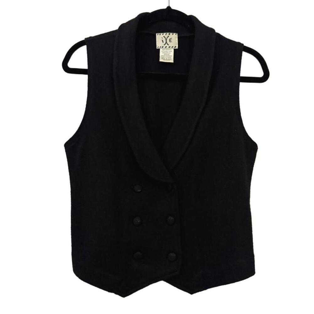 Vintage Cropped Black Double button Knit vest